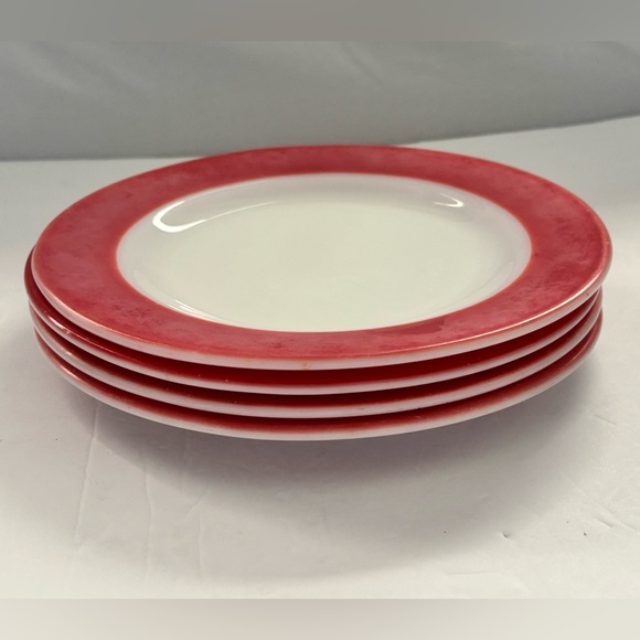 Pyrex Other - Vintage Pyrex Red Rim Plates 9” | Set of 4 | Classic Restaurant Ware